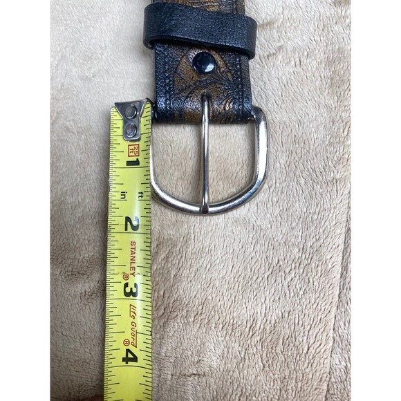 Genuine Leather Brown Tooled Belt Size 42 Fisherman Outdoors Northern Bass Pole - Picture 10 of 11